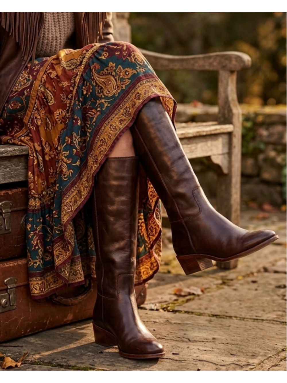 Cole Haan Womans Boots Brown Leather Knee High Heeled Boots Size 7.5 Southwest
